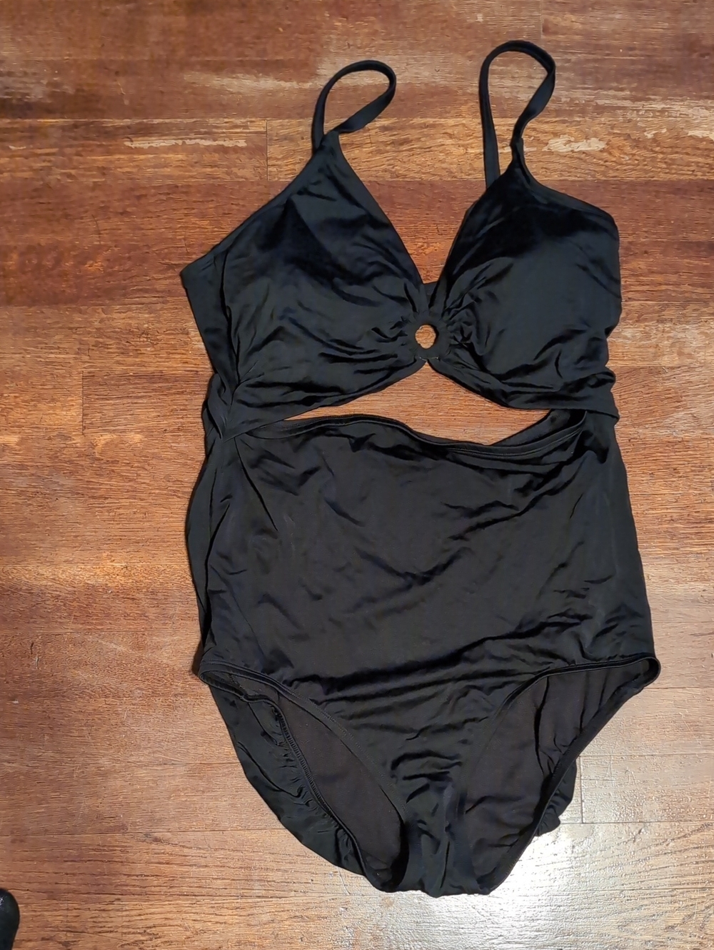 Time and Tru Black One-Piece Cutout Swimsuit